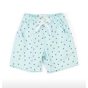Wildling Well Dressed Wolf Boys Swim Trunks Dragonfruit Seeds Aqua 10/12 NWT